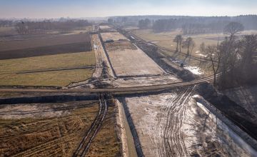 Zdjęcie przedstawiające roboty budowlane związane z budową obwodnicy Bierunia